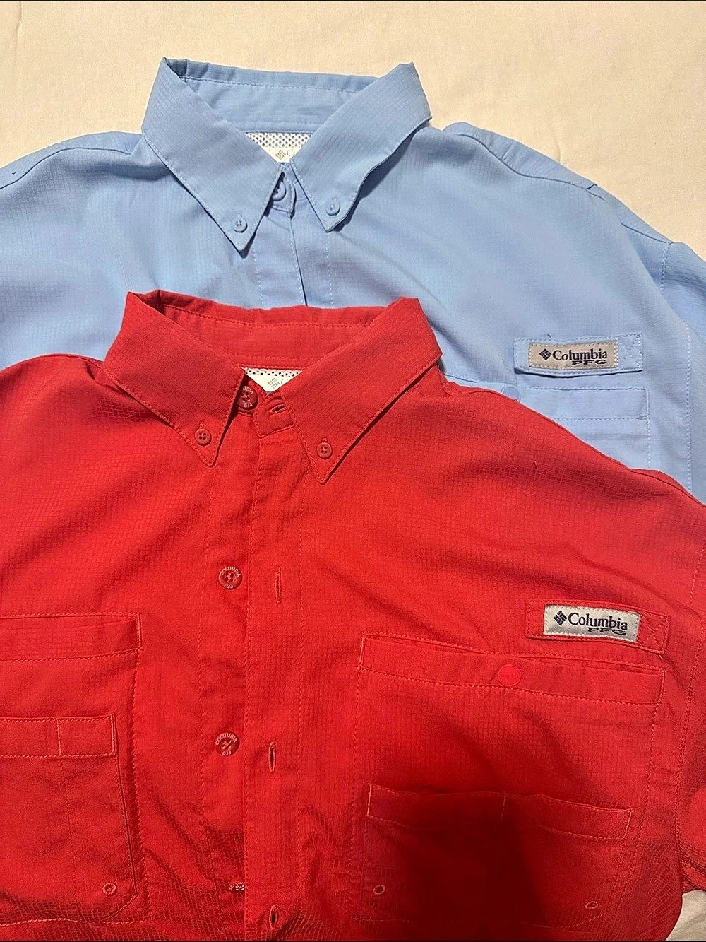 Columbia Men's PFG Tamiami II Short Sleeve Shirt Shirts Red & Blue